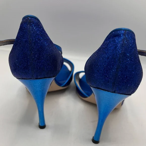 Comme IL Faut Royal Blue Glitter Tango Heels with Ankle Strap - Picture 5 of 10